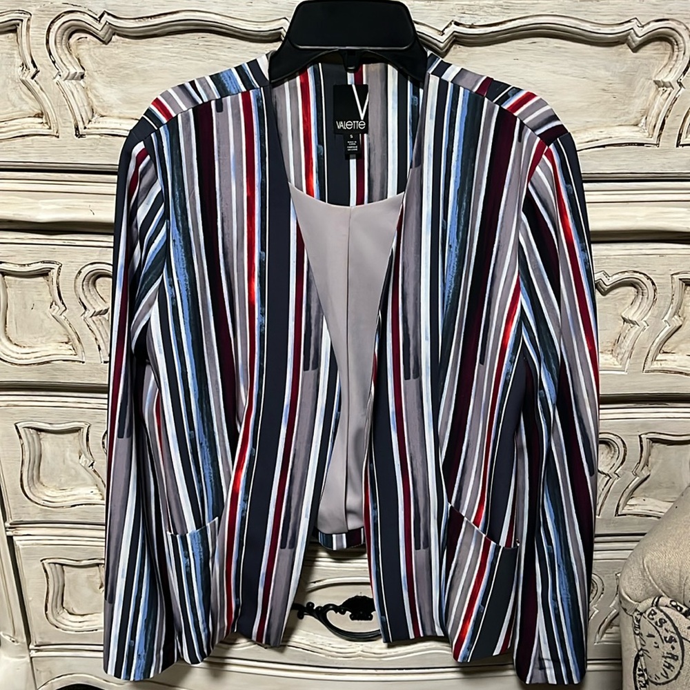 Valette Multi-colored Pinstripe Blazer - Open Front